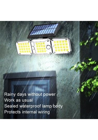 Sones Dış Mekan Üçlü Kafa 224led Çift Sensörlü Güneş Enerjili Duvar Işığı Dönen Gövde Sensörlü Işık Bahçe Ev Aydınlatması, Stil: İntegral