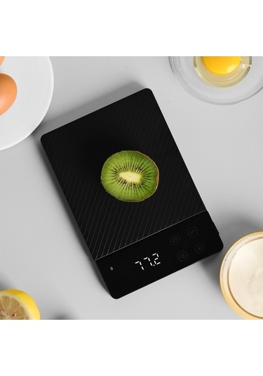 Novahub Şarj Edilebilir Hassas Mutfak Terazisi - 5 Birimli Led Ekran, Tartı Fonksiyonu, 8kg Kapasite Siyah Siyah