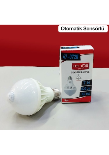 Led Ampul 7 W Beyaz Sensörlü Helios