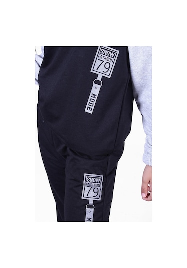 Fyk Kids Snow Fashıon Baskılı Kız Eşofman Takımı Siyah