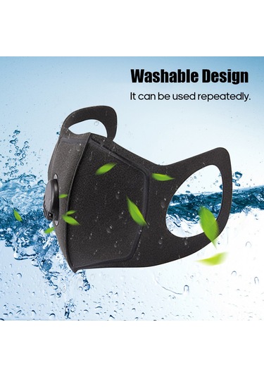 Vkemall Sponge Solunum Klapani Maskesi - Toz Piyango Kuru Havalara Koruma, Islaklastirma Ve Isinma Saglar, Siyah, Yıkama Uygun, 1 Adet