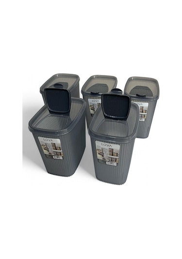 Erzak Saklama Kabı 2.5 Lt, Antrasit, 5'li Set Antrasit