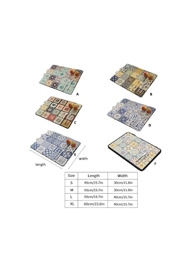 Dikdörtgen Mutfak Drenaj Pedi Baskılı Sofra Placemat Mutfak Malzemeleri Bulaşık Kurutma Mat Yemek Takımı 30x50cm-b Diğer