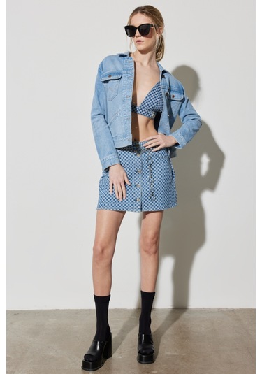 Regular Fit Normal Kesim %100 Pamuk Askılı Açık Mavi Jean Bralet Mavi