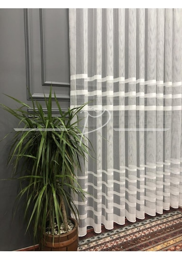 Tül Perde Fileli Örme Geniş Petek Dokulu Ütü Sevmez Kırık Beyaz