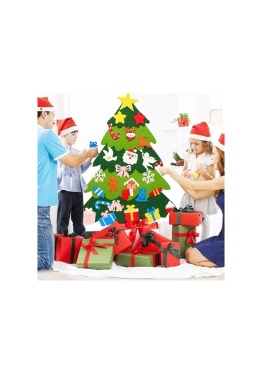 Noel Ağacı Noel Dekorasyonu Kolye Çocuklar Dıy Üç Boyutlu Keçe Noel Ağacı Noel Hediyesi