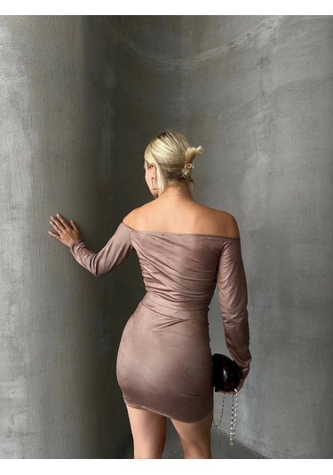 Büzgülü Etek Bluz Takım Kahve S24709 Kahve