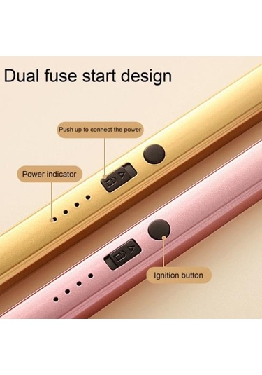 Pazly Rose Gold Darbe Ateşleyici, Çift Emniyet Anahtarlı, Alevsiz, Rüzgar Geçirmez, Usb Şarj Edilebilir, Mutfak Ve Kamp İçin Uygun Çok Renkli