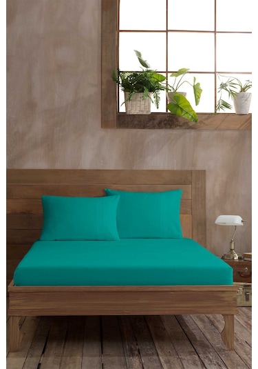 Elart Ranfors Pamuk Fitted Tek Kişilik Çarşaf 100x200cm Turkuaz