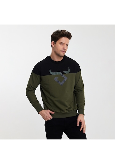 Twobull HELSİNKİ Erkek  Siyah / Haki Sweatshirt