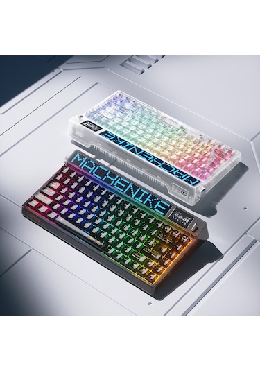 Machenike KT84-B84W Tri-Mode Gateron White Switch LCD RGB İngilizce Oyuncu Klavye