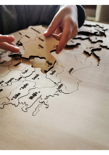 Ahşap Türkiye Haritası. Yapboz. Puzzle Kutulu - (54x100cm)