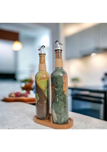 Modern Tasarımlı Kadın Desenli Renkli 750 Ml Zeytinyağı Sıvıyağ Ş