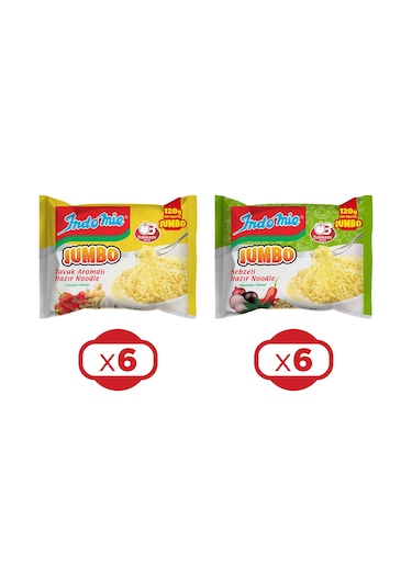 Indomie Noodle Jumbo 120 Gr Tavuklu Ve Sebzeli 12 Li Karma Paket