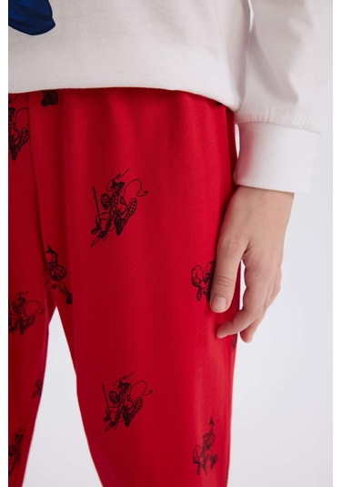 DeFacto Erkek Çocuk Pijama Takımı Marvel Spiderman Bisiklet Yaka Uzun Kollu Üst Uzun Alt Y4861A624WNWT34