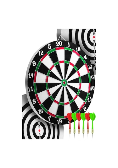 15 İnç Çift Taraflı Dart Tahtası Seti 6 Çelik Oklu Dart Hedef Tahtası Oyunu Takımı Dart Seti 517