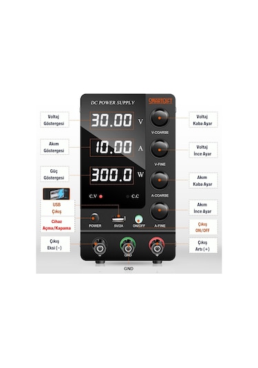 Smartgift Ayarlanabilir 30V/10A SMPS DC Güç Kaynağı Ayarlı Voltaj Regülatörü