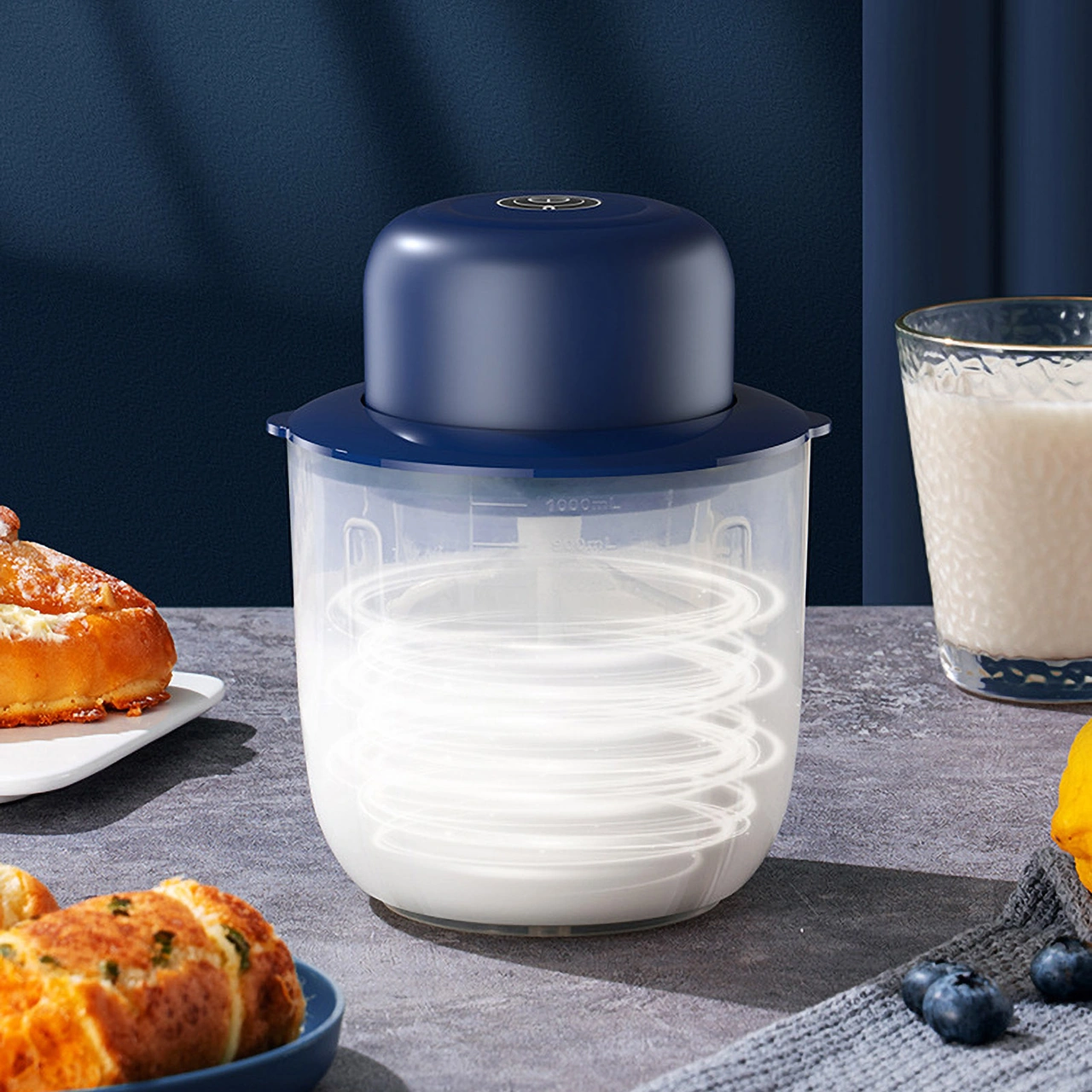 Youmex Ev Kullanıma Usb Şarjlı 1000ml Dört Eksenli Mikser - Kablosuz Kullanim, Elle Tutmaya Gerek Yok, Krema Ve Yumurta Çırpıcı Yeşil