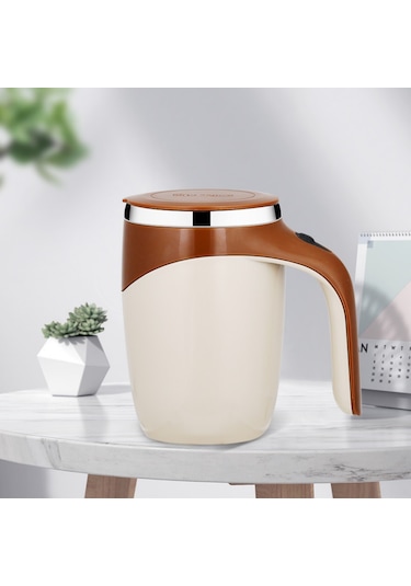 Hfambition Otomatik Manyetik Karıştırıcı 304 Çelik Kahve Bardak, 350ml Beyaz, Eldivenli Tasarım, Kolay Kullanım Siyah