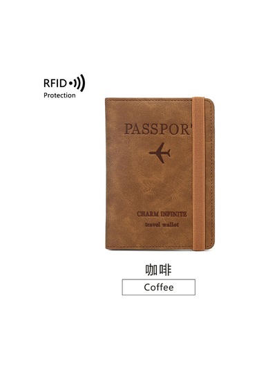Yifomall Kahverengi Rfıd Anti-canıklama Pasaport Çantası - Aşı Kartı, Bilet Ve Belgeler İçin Çok Fonksiyonlu Seyahat Deri Cüzdanı