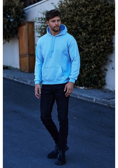 Unisex 2ip Şardonlu Denim Core Baskılı Sax Oversize Sweatshirt Saxcore12