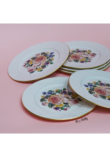 Rose Deluxe Porselen 6'lı Servis Tabağı Pembe