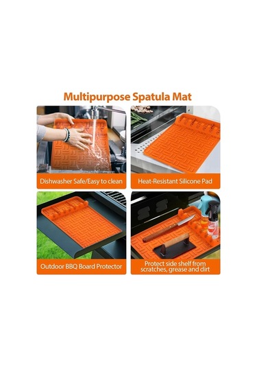 Ulzyvf Turuncu Silikon Pedli Izgara Matı, Yemek Pişirme Damlama Aleti Turuncu