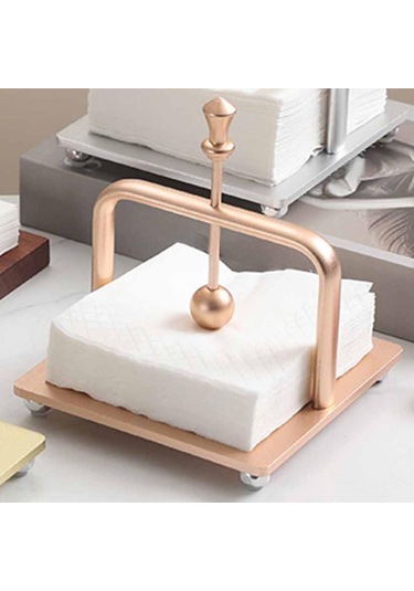 Homyl Peçetelik Metal Dekoratif İçecek Peçete Kutusu Yemek Gül Altın