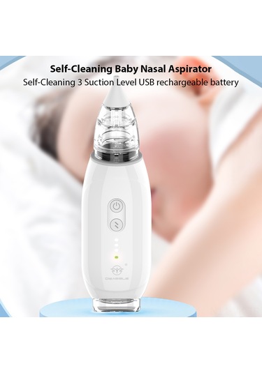Vkemall Deaegle Bebek Elektrikli Burun Emici Dq-22plus: 3 Seviye Güç, Otomatik Temizleme, Ters Akış Engeli, Led Işık, Usb Şarjlı, 2 Silikon Uç Beyaz