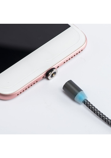 Suofeng 3-in-1 Manyetik Şarj Kablosu, 360 Kör Bağlanma, Led Işık, Android/ios/type-c Uyumlu, 2 Metre, Yüksek Dayanıklı 2.1a