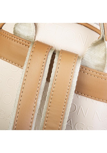 Nas Bag Kadın Sırt Çantası Krem Camel Gofraj Çok Renkli