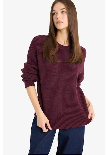 Defacto Regular Fit Bisiklet Yaka Kazak H6905az25wnbr455 Bordo