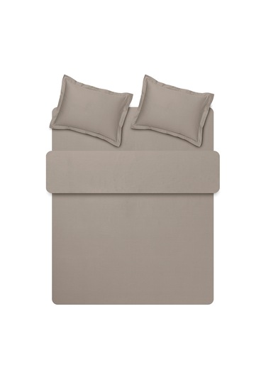 Puffy Andra Çift Kişilik Saten Nevresim Takımı - Grej Bej