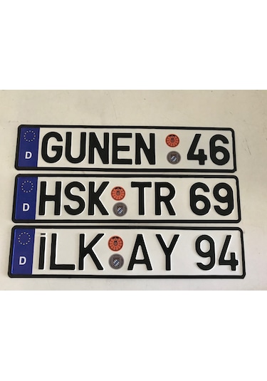 Alman Plaka, Dekor Plaka, Sarı Plaka, Süs Plakası, Yabancı Plaka