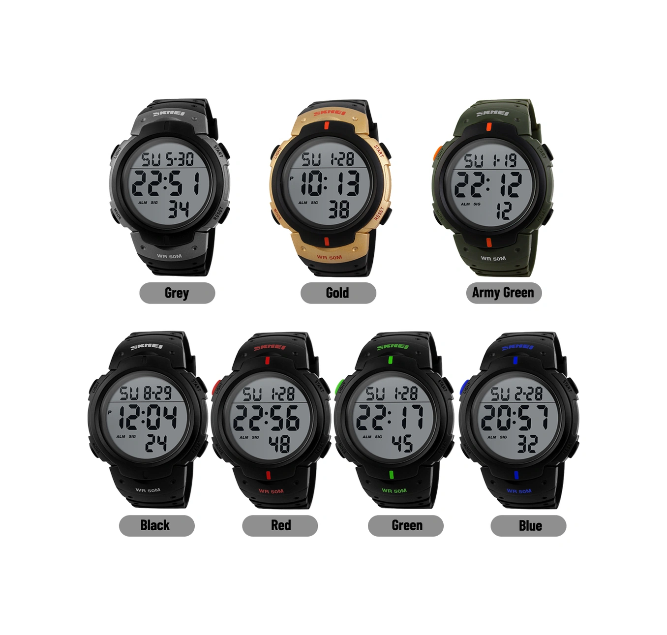 Lemestar Erkek Spor Kol Saati - Yeşil - Gündüz Gece Görünür Ekran - Kronometre, Alarm Ve Tarih Gösterimi