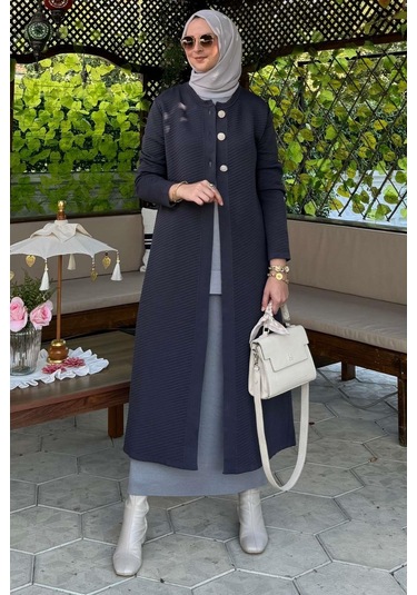 Sinem Çelik Örme Triko Hırka Antrasit Çok Renkli