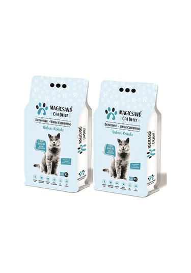 Magicsand Marsilya Sabunu Kokulu İnce Taneli Topaklaşan Bentonit Kedi Kumu 2 x 10 L