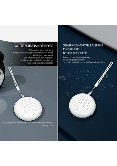 Neevoyu Q3 Bebek Uyku Ayırıcı - Zamanlayıcı Ve Ses Ayarlı, Otomatik Gürültü Algılama, Taşınabilir 300mah Pilli Beyaz Beyaz