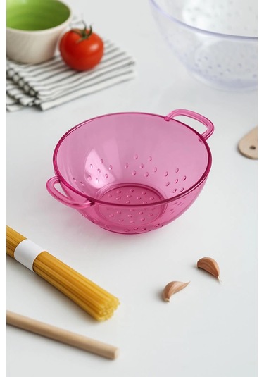 Akrilik Pembe Mini Pirinç Süzgeçi & Bakliyat Süzgeçi 3 Su Bardağı Ölçülü Çok Renkli