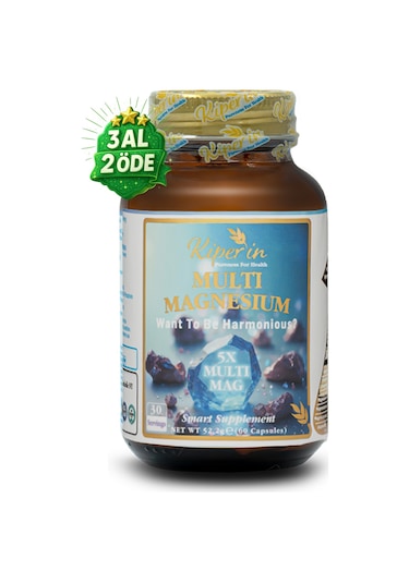 Kiperin 5x Çoklu Magnezyum Taurat, Bisglisinat, Malat, Sitrat, L-treonat 60kapsül Akıllı Gıda Takviyesi