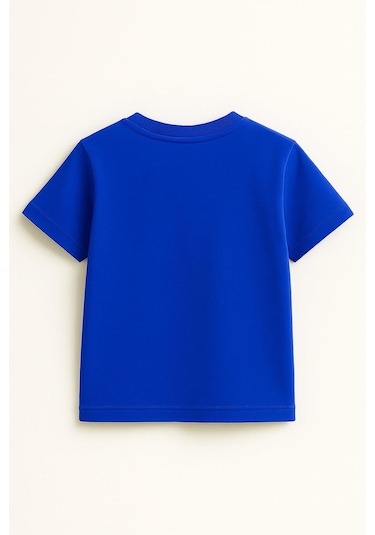 Erkek Çocuk %100 Pamuk Basic Tişört - Saks 3-4 Yaş 8-9 Yaş Saks Mavisi