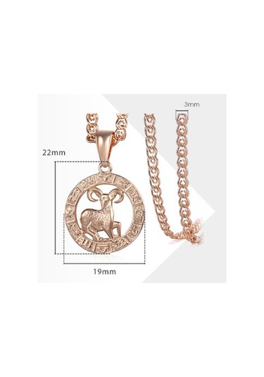 Saatcaddesi Pigado Astroloji Burçlar Kolye Rose Renk Özel Kutusunda Metal