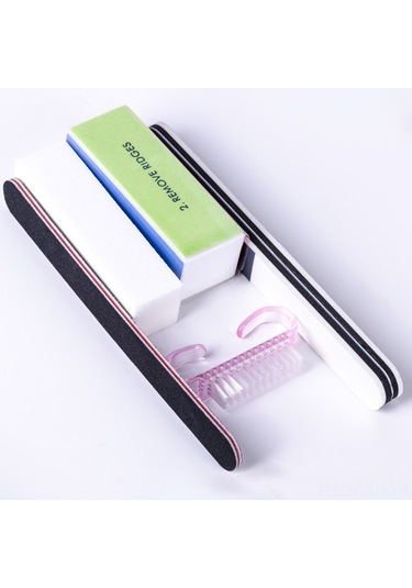 Samdoo 5'li Tırnak Aracı Seti: Çift Taraflı File, Tampon Blok, Sponge File, Fırça Ve Beyaz File İle Tırnak Polishing, Tasarım Ve Temizlik