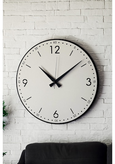 Dekoratif Yeni Modern Rasalhague Ahşap Duvar Saati 48cm Siyah - Beyaz