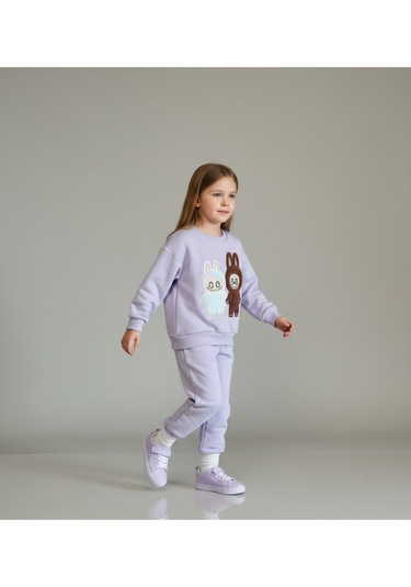 3 İplik Şardonsuz Labubu İkili Takım Mor