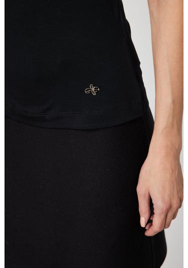 On Kadın Dik Yaka Kolsuz Basic Bluz 61432 Siyah Siyah