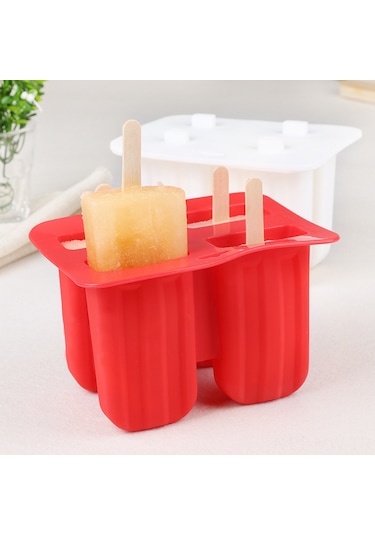 Moveevo 10'lu Silikon Dondurma Kalıbı - Buzluk, Kreatif Buz Çubuğu, Dondurma Ve Eski Usul Buz Muhallebeleri İçin - 50 Adet Tahta Çubuk Çok Renkli