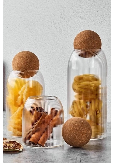 Perotti Kavanoz Seti 3 Lü Lanford 16780 Ahşap - Şeffaf