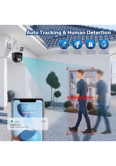 Icsee 223 6mp Dual Lens 355 Görüş Hareketli Gece Görüş Sesli