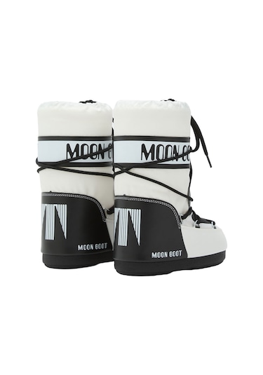 Na02 Black White Bot Kız Çocuk 80d3400300 Moon Boot Icon Junior Animal Boots Çok Renkli